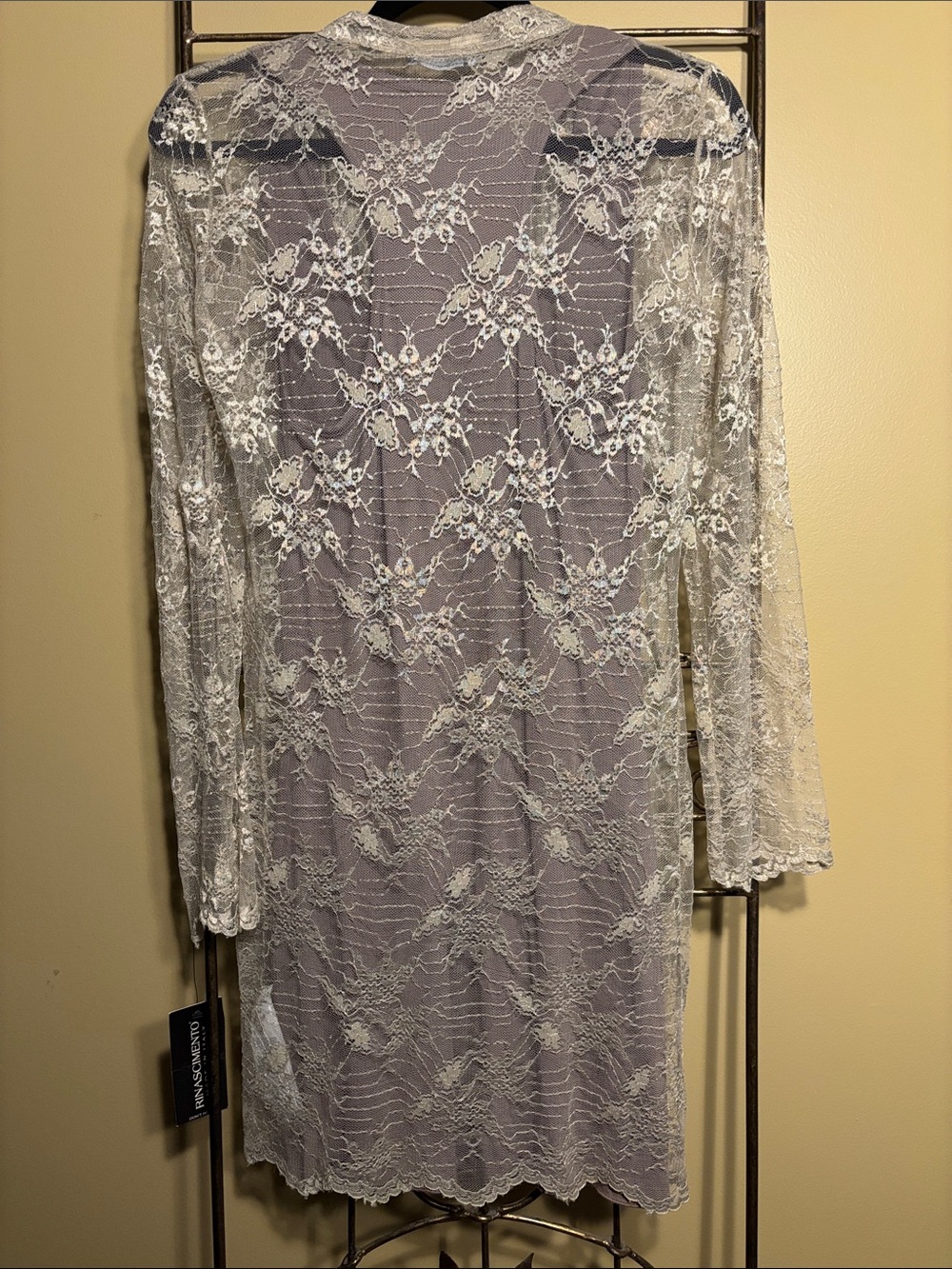 Rinascimento Two-Piece Beige & Taupe Lace Overlay Mini Dress - Picture 4 of 5